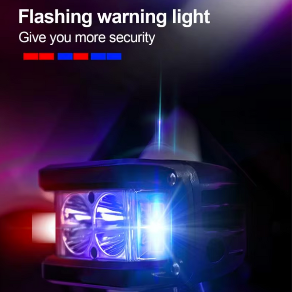 Motorcycle Headlight LED Flashing Red Blue Strobe Light Waterproof LED